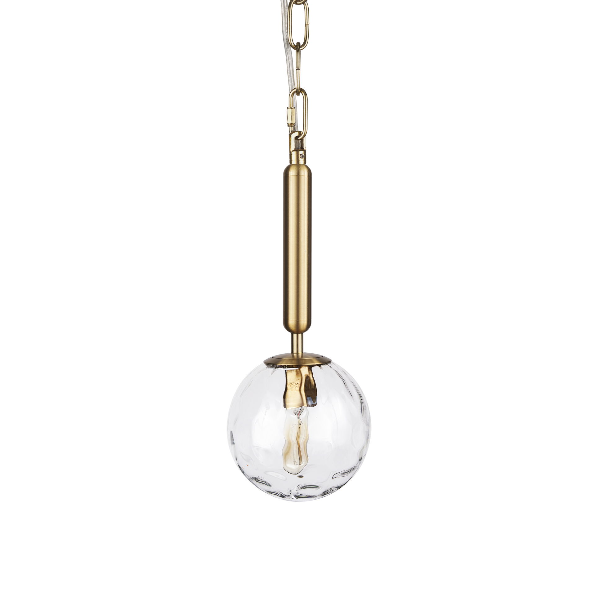Britton Gold Metal with Clear Glass Globe 1-Light Pendant Light, by Mercana, 5.91" length x 5.91" width x 13.78" height View 1