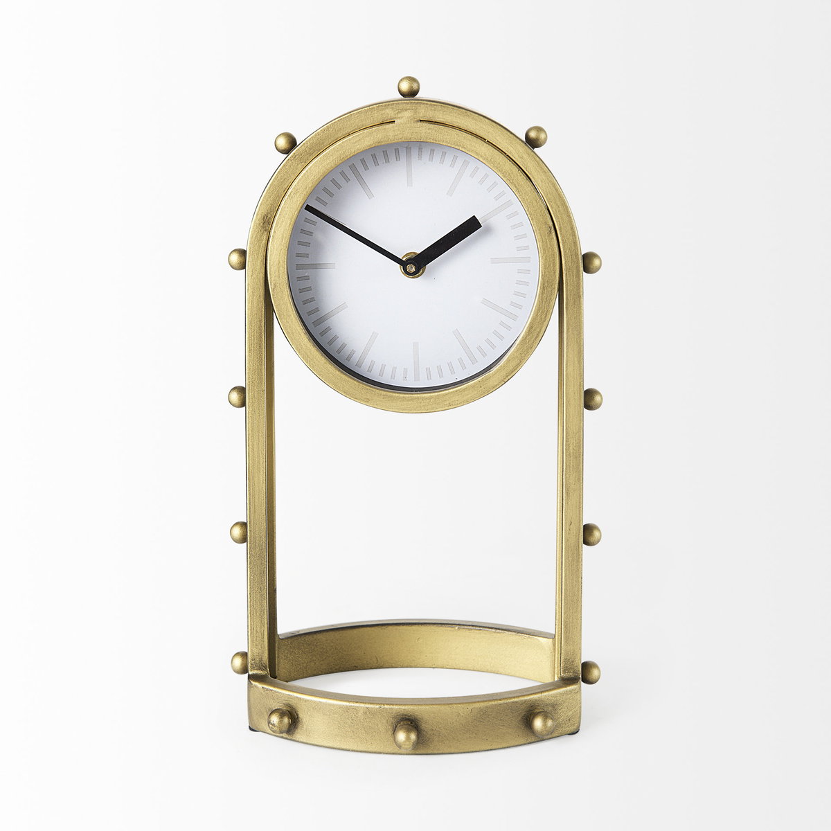 Marian  Gold Studded Table Clock, by Mercana, 7.48" length x 5.71" width x 12.99" height View 6