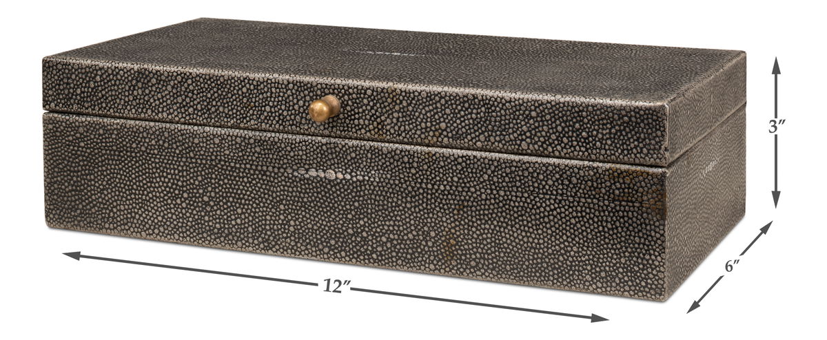 Gatsburg  Shagreen Box  Ant.Grey S/2, by Sarreid, 6" length x 1' width x 3" height View 13