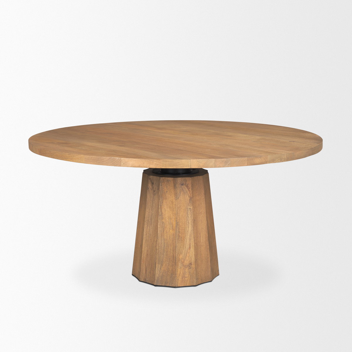 Swanson 60' Light Brown Wood Round Pedestal Dining Table, by Mercana, 60" length x 60" width x 30" height View 6