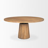 Swanson 60' Light Brown Wood Round Pedestal Dining Table, by Mercana, 60" length x 60" width x 30" height thumbnail 6