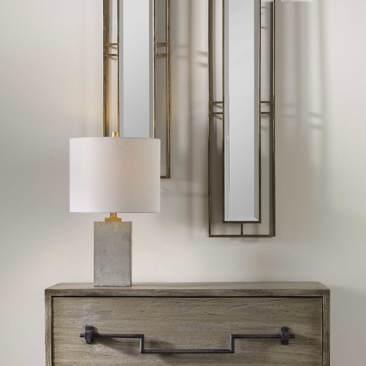 Drexel Concrete Block Lamp, Table Lamp by Uttermost, 10" width x 17" height x 10" depth View 4