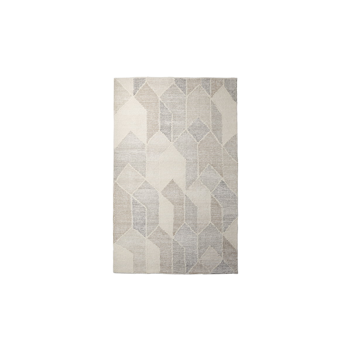 Kolt 5x8 Neutral Geometric Patterned Wool Area Rug, by Mercana, 8' length x 5' width x 0.98" height View 1