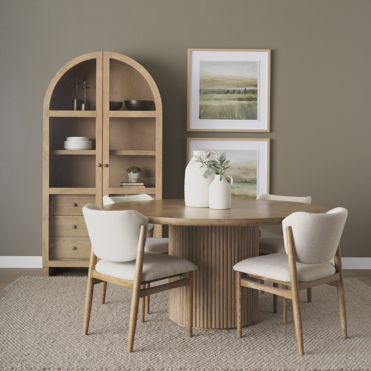 Terra 60' Round Pedestal Dining Table | Modern | Light Brown Wood | Seats 6, by Mercana, 60" length x 60" width x 30" height View 2