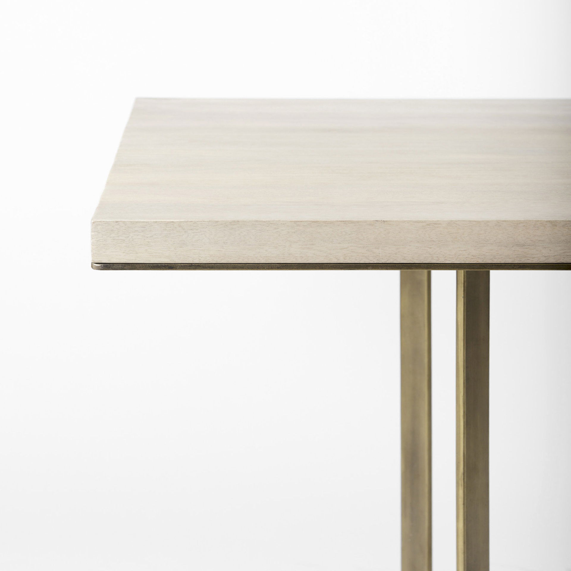 Faye I 48L x 48W x 30H Beige Finished Wood with Gold Metal Base Square Dining Table large image 