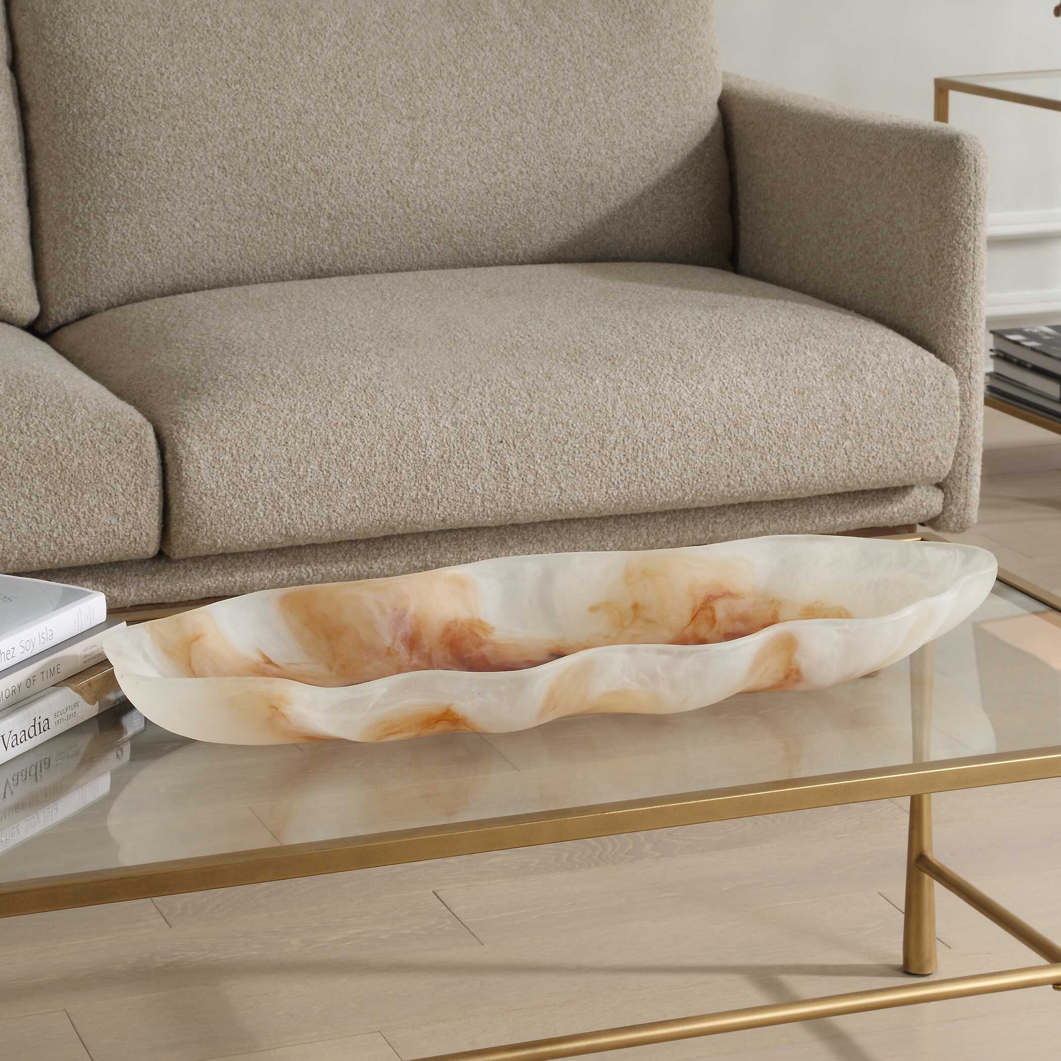 Organic Elegance Wavy Oval Bowl, Decorative by Uttermost, 28" width x 3" height x 12.25" depth View 4