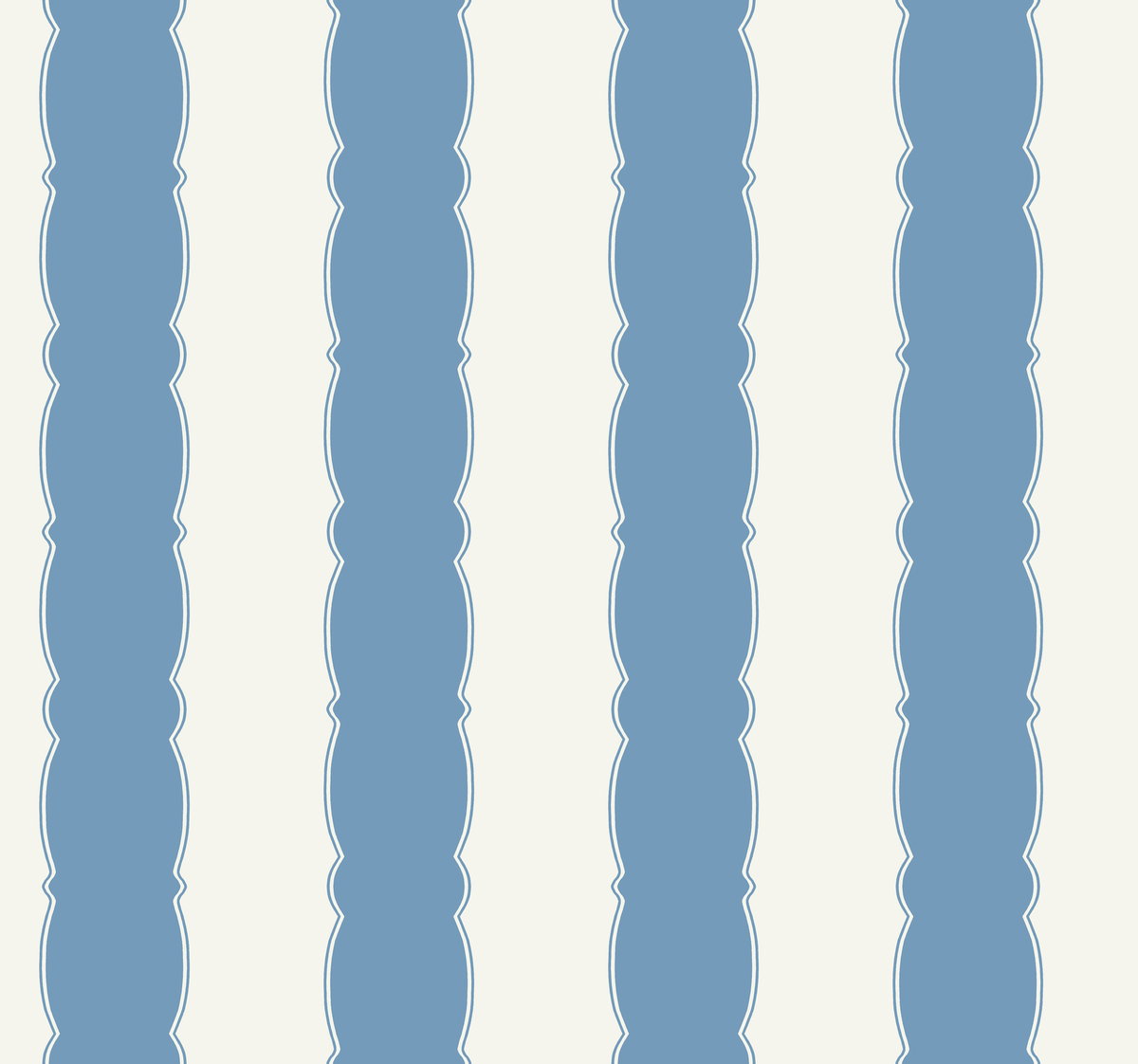 Scalloped Stripe Blue Wallpaper, by York Wall, 27' length x 2'3" width x 0.02" depth