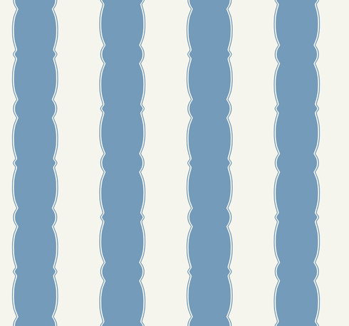 Scalloped Stripe Blue Wallpaper
