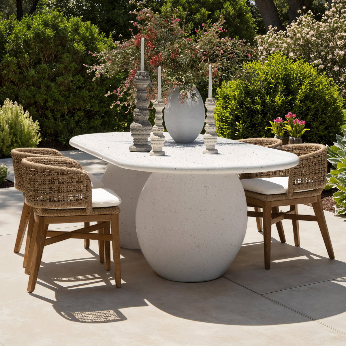 Imogen Outdoor Dining Table Ivory, by Dovetail, 94.25" width x 30" height x 43.11" depth View 6