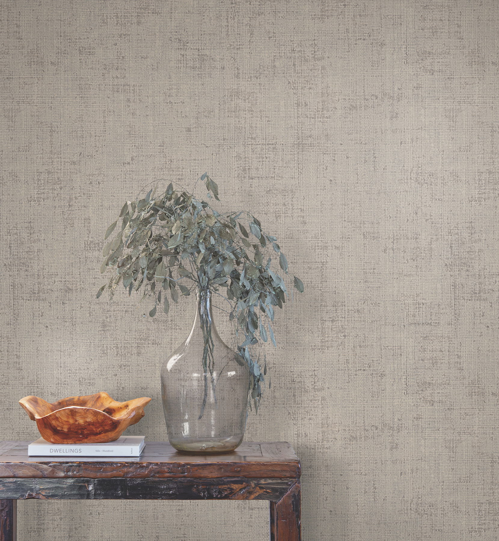 Alma Grey Faux Weave Wallpaper large image 