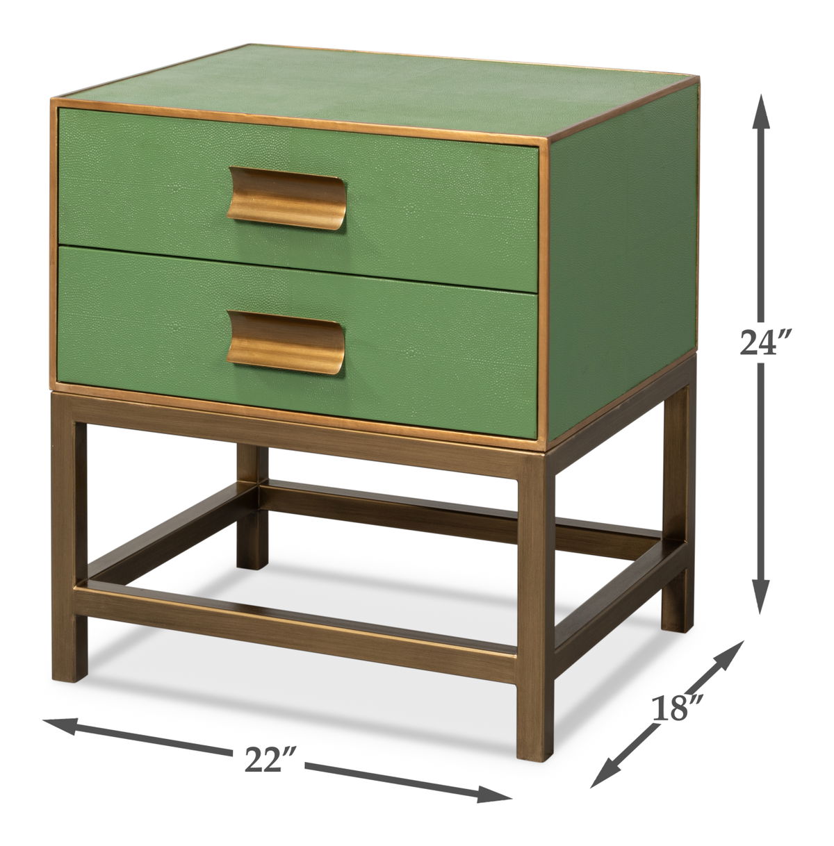 Gideon Shagreen Side Table  Watercress, by Sarreid, 1'6" length x 1'10" width x 2' height View 13