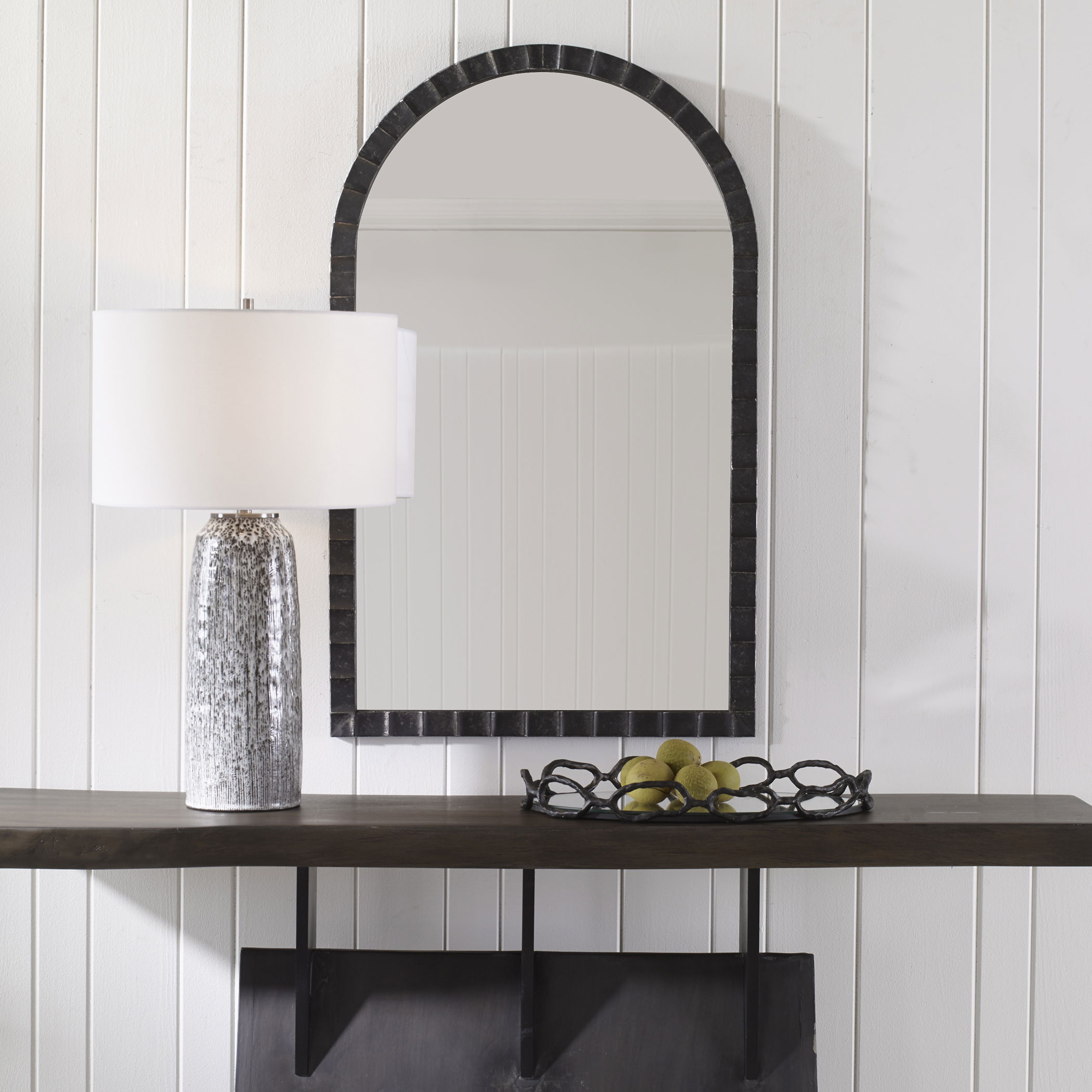 Dandridge Black Arch Mirror, by Uttermost, 24" width x 39" height x 1.13" depth View 2