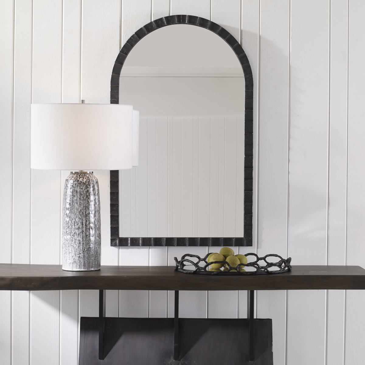 Dandridge Black Arch Mirror, by Uttermost, 24" width x 39" height x 1.13" depth View 2