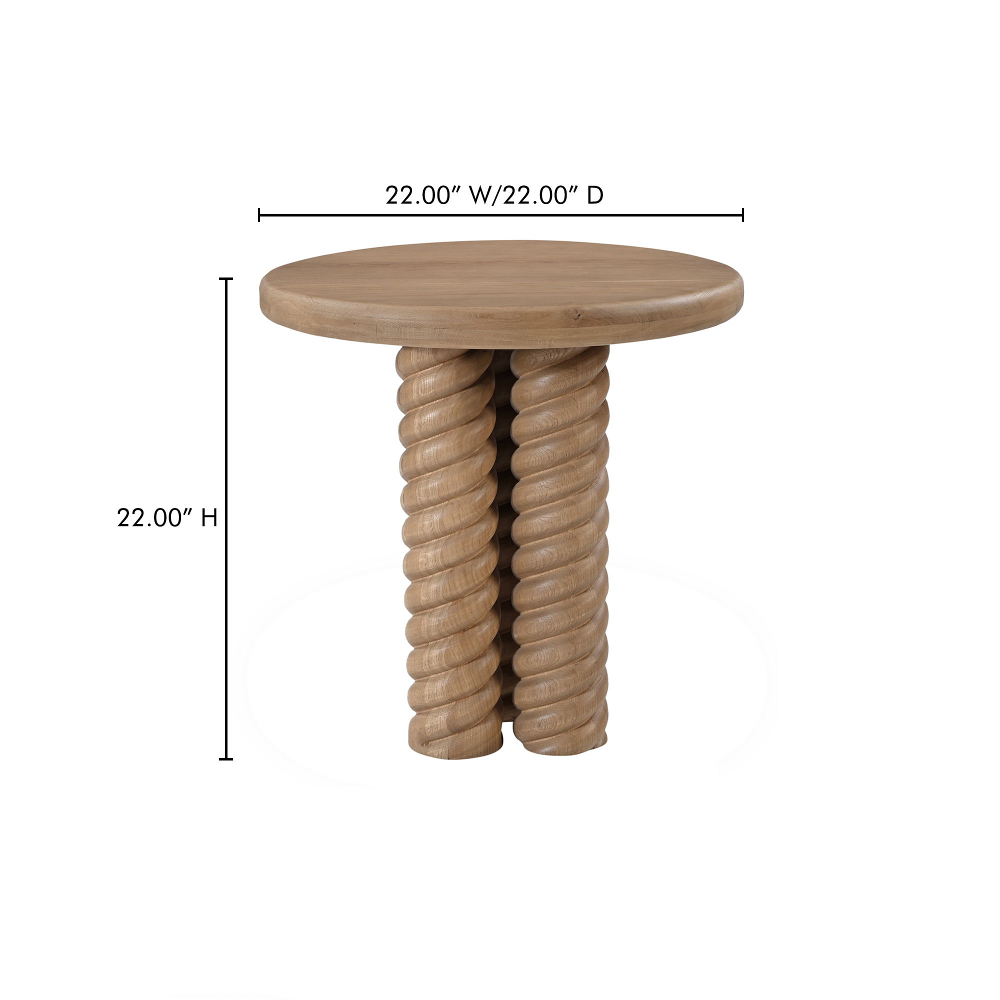 Treccia Side Table Oak, Side & End Table by Moe's Home, 22" width x 22" height x 22" depth View 9