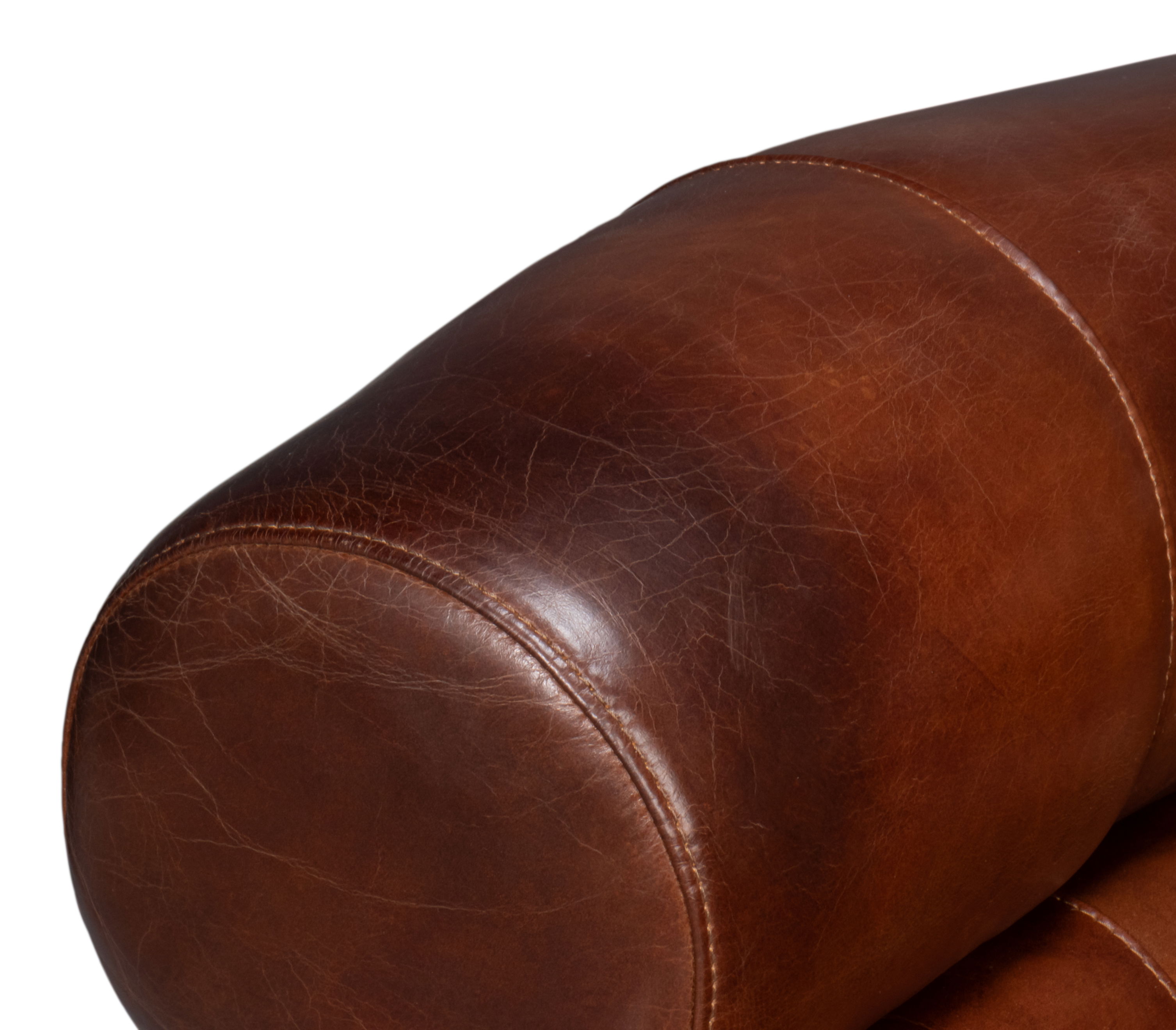 Rondo Leather Swivel Chair,Brown, Seating by Sarreid, 38" length x 31" width x 30" height View 4