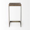 Faye 14L x 18W x 26H Medium Brown Wood with Antique Nickel Finished Metal Base C Side Table thumbnail 3