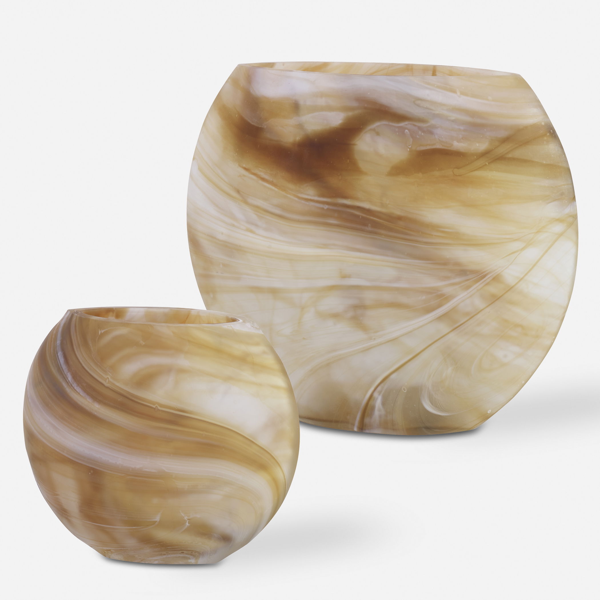 Fusion Swirled Caramel & Ivory Vases, Set/2 large image 