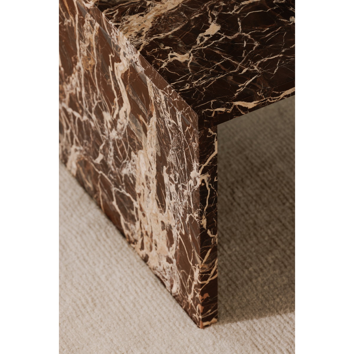 Rosa Coffee Table Rosso Levanto Marble, by Moe's Home, 40" width x 16" height x 30" depth View 12