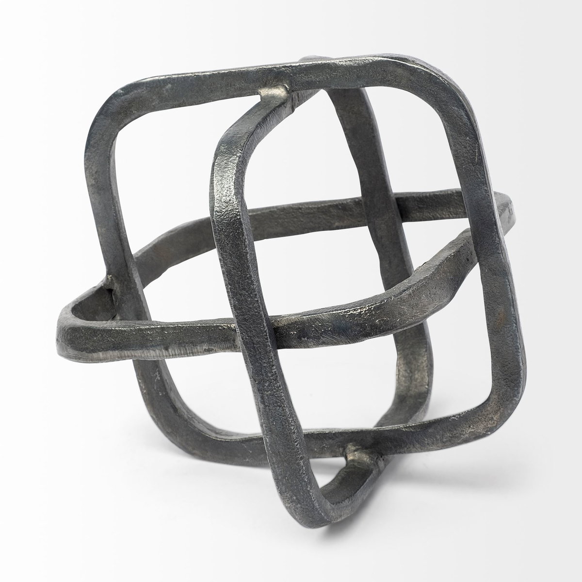 Willem II 9L x 9W Silver Metal Open Cube Decor Object, Decorative Object by Mercana, 8.58" length x 8.58" width x 8.58" height View 5