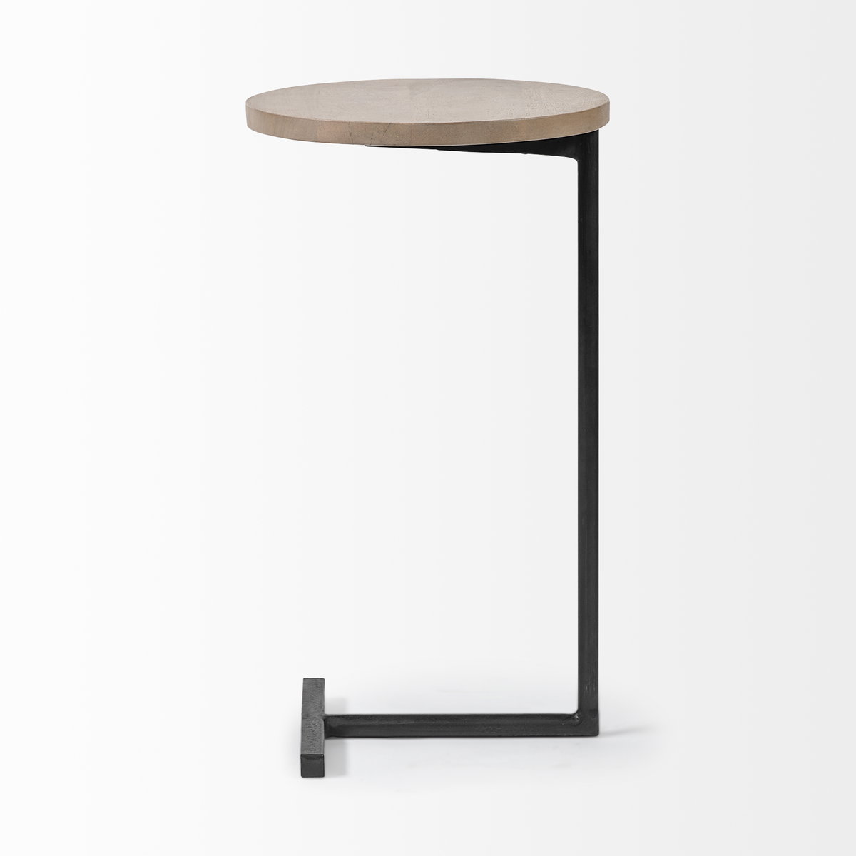 Ballatine 15L x 15W x 27H Brown Wood Round Top with Black Metal Base Accent Table, Side & End Table by Mercana, 15" length x 15" width x 27" height View 4