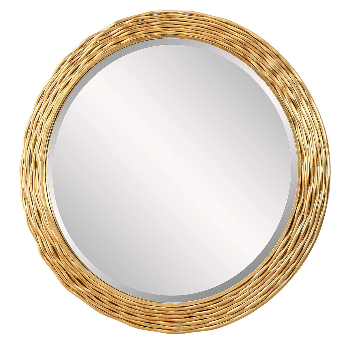 Celeste Gold Round Mirror, by Uttermost, 35.87" width x 35.87" height x 0.75" depth View 5