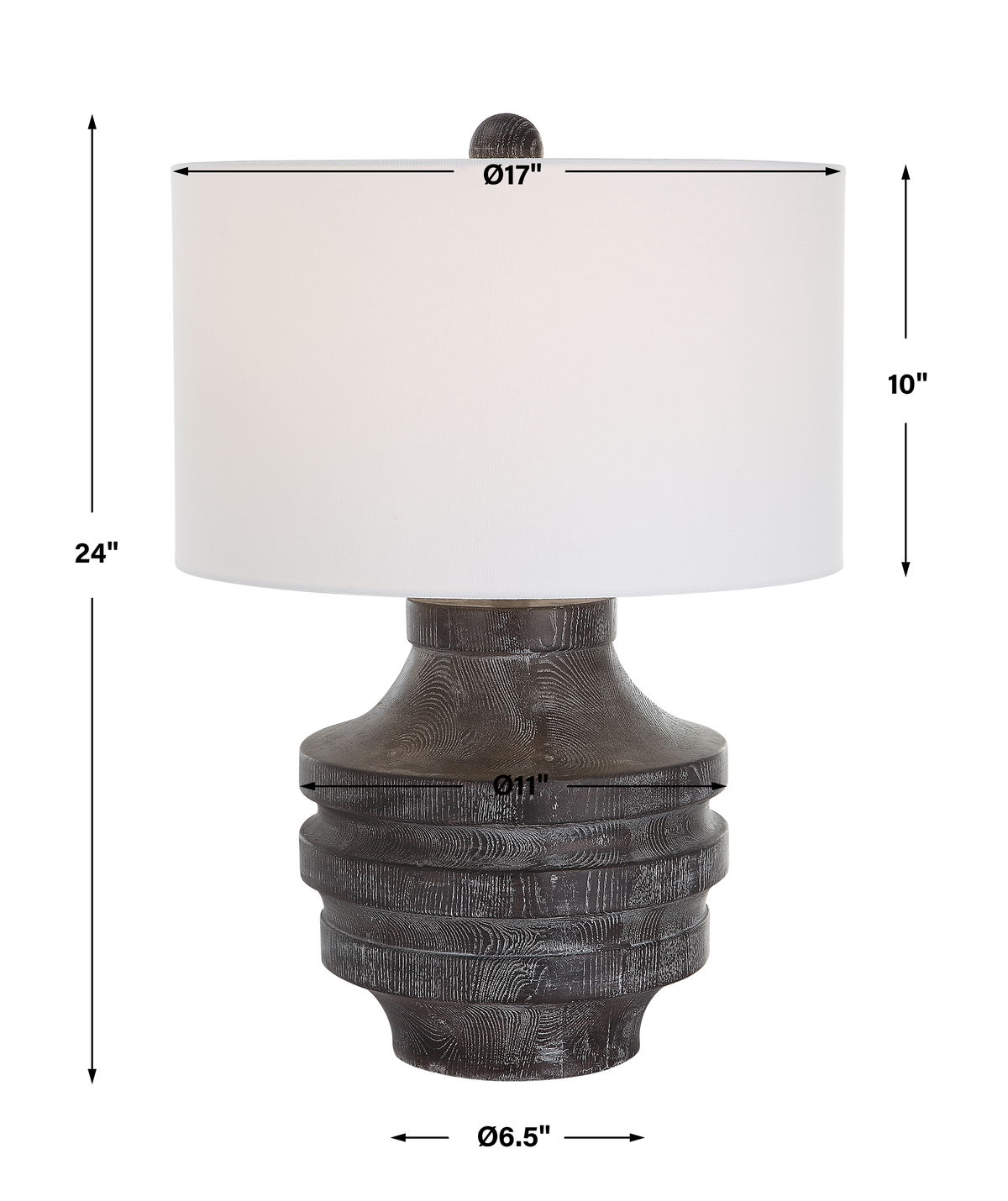 Timber Carved Wood Table Lamp, by Uttermost, 17" width x 24" height x 17" depth View 3