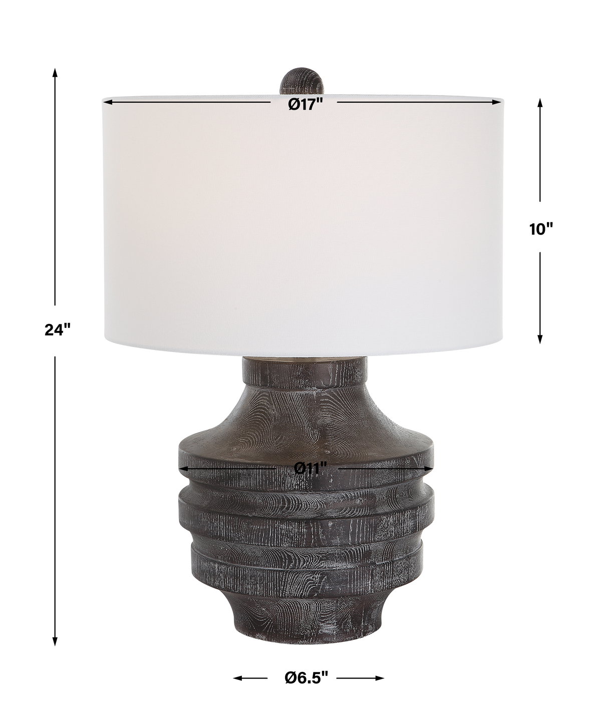 Timber Carved Wood Table Lamp, by Uttermost, 17" width x 24" height x 17" depth View 3