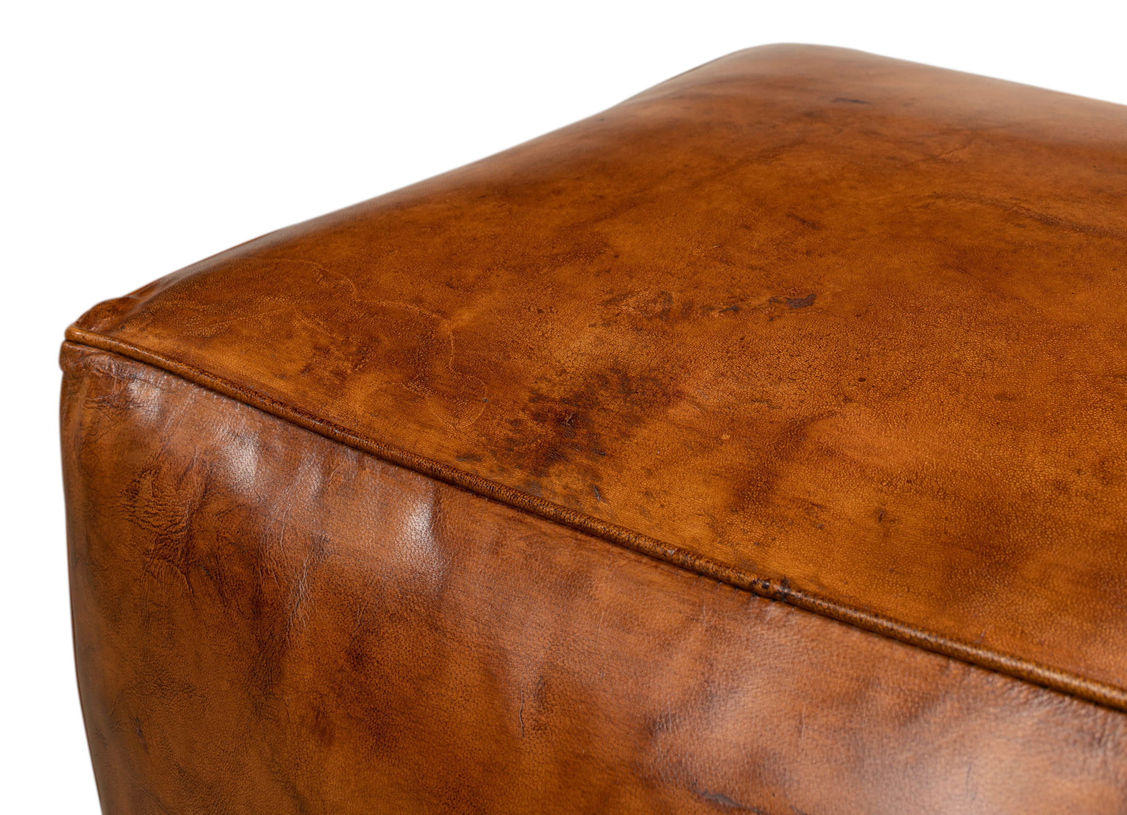 Sunday Afternoon Leather Cube,Natural, Seating by Sarreid, 15" length x 15" width x 16" height View 11