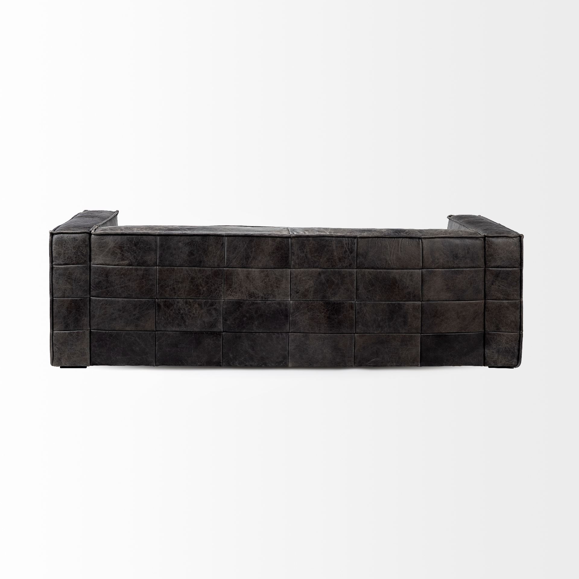Stinson II 91' Black Leather Three Seater Sofa large image 