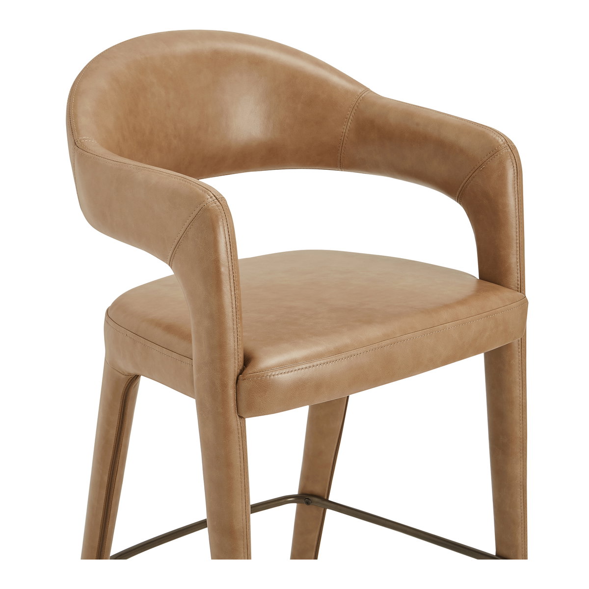 Martens Counter Stool Brown Leather, Counter & Bar Stool by Moe's Home, 23.6" width x 39" height x 23.3" depth View 5