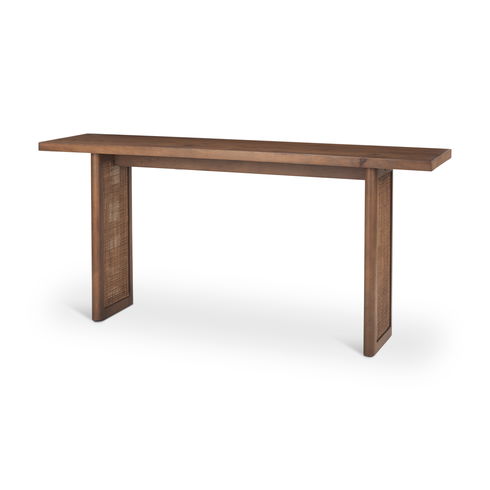 Grier Medium Brown Solid Wood with Cane Console Table
