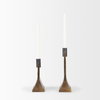 Polli Antiqued Gold with Matte Black Metal Taper Candleholders (Set of 2), Candles & Candle Holder by Mercana, 4.33" length x 4.15" width x 11.4" height thumbnail 7