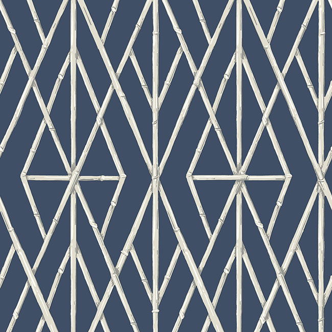 Riviera Bamboo Trellis Navy Wallpaper large image 