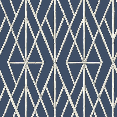 Riviera Bamboo Trellis Navy Wallpaper