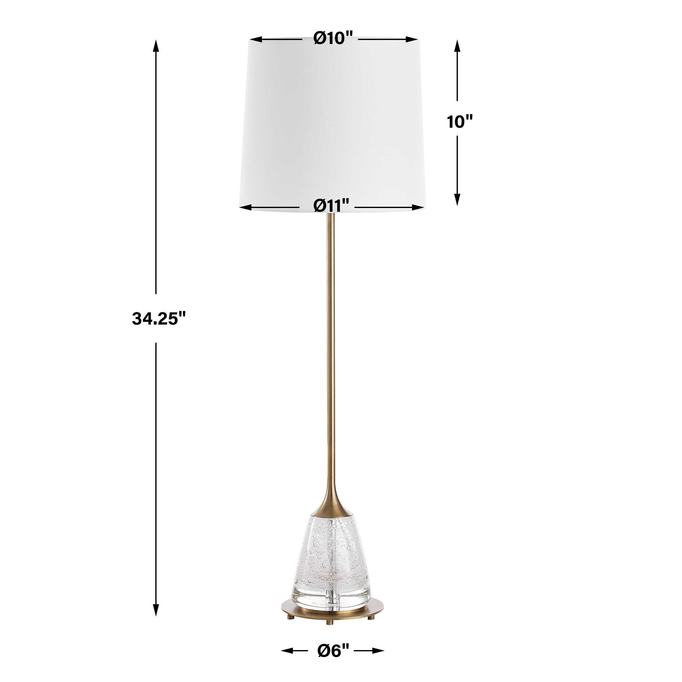 Alistair Brass Buffet Lamp, by Uttermost, 11" width x 34.25" height x 11" depth View 3