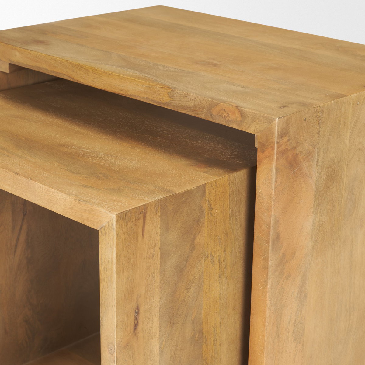 Alanna 22.0L x 15.0W x 22.0H Set of 2 Brown Wood Nesting Accent Tables, Side & End Table by Mercana, 22" length x 15" width x 22.25" height View 13