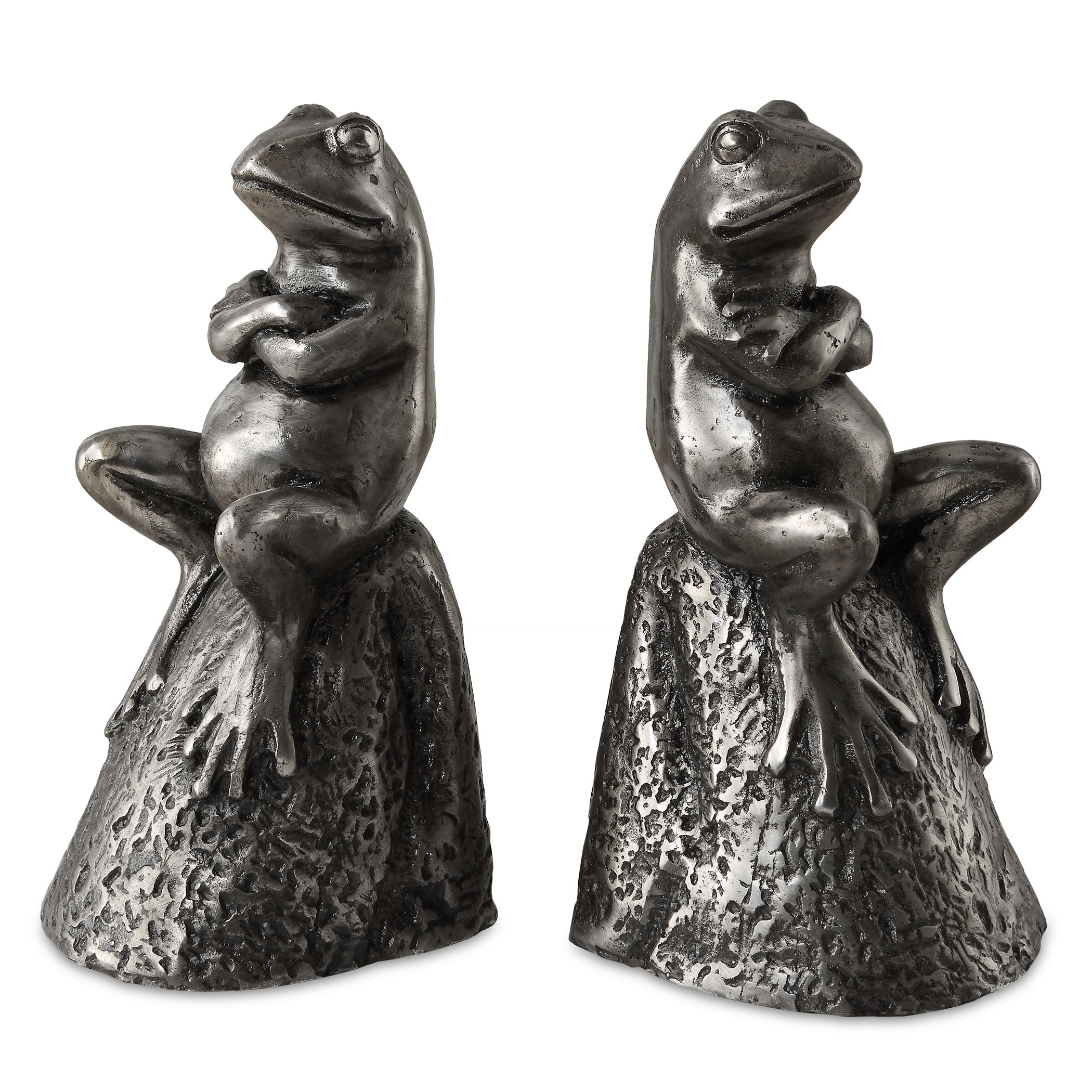 Daydreaming Frogs Aged Silver Bookends, S/2 large image 
