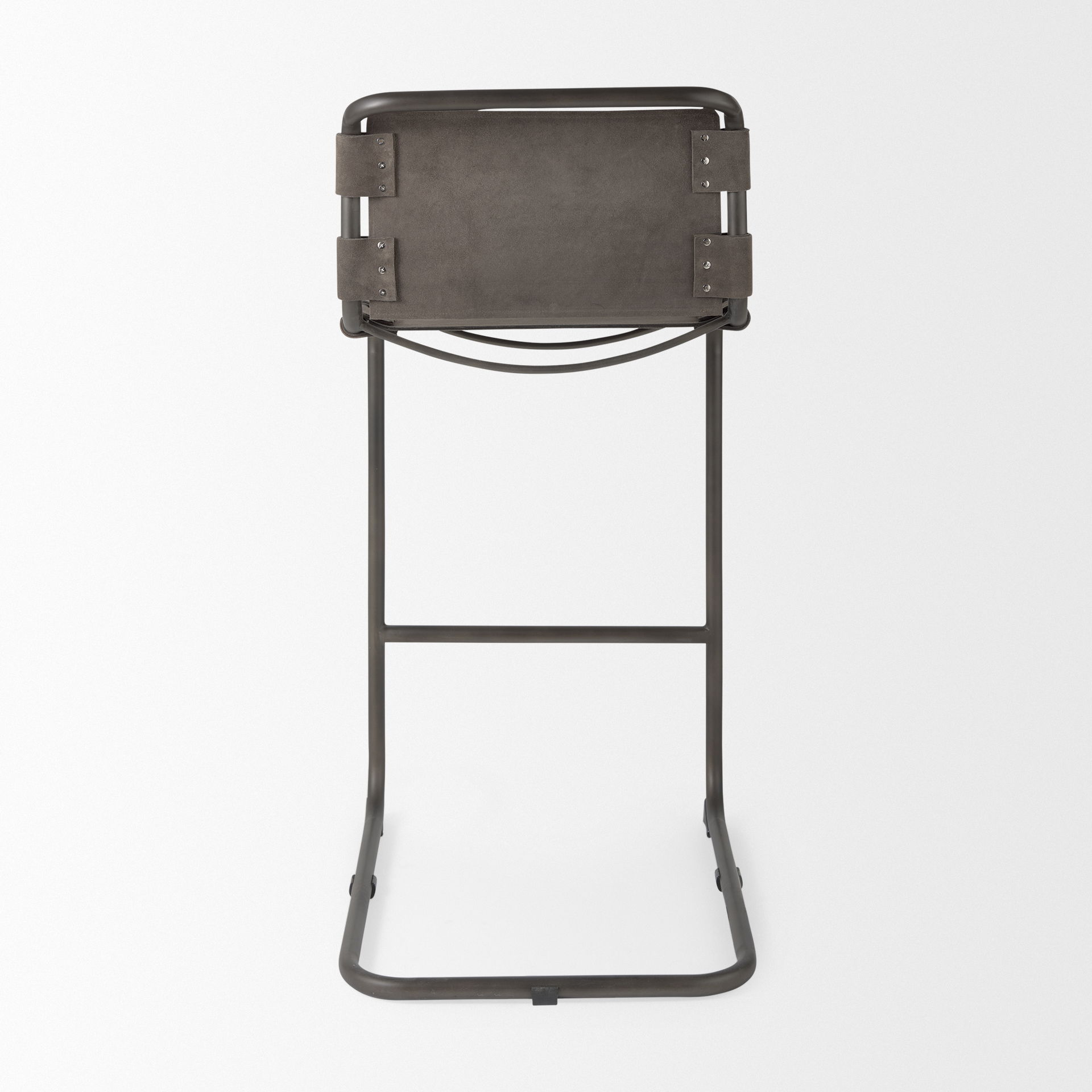 Berbick 43' Total Height Brown/Gray Suede with Iron Frame Bar Stool, Counter & Bar Stool by Mercana, 20.5" length x 24.8" width x 43" height View 5