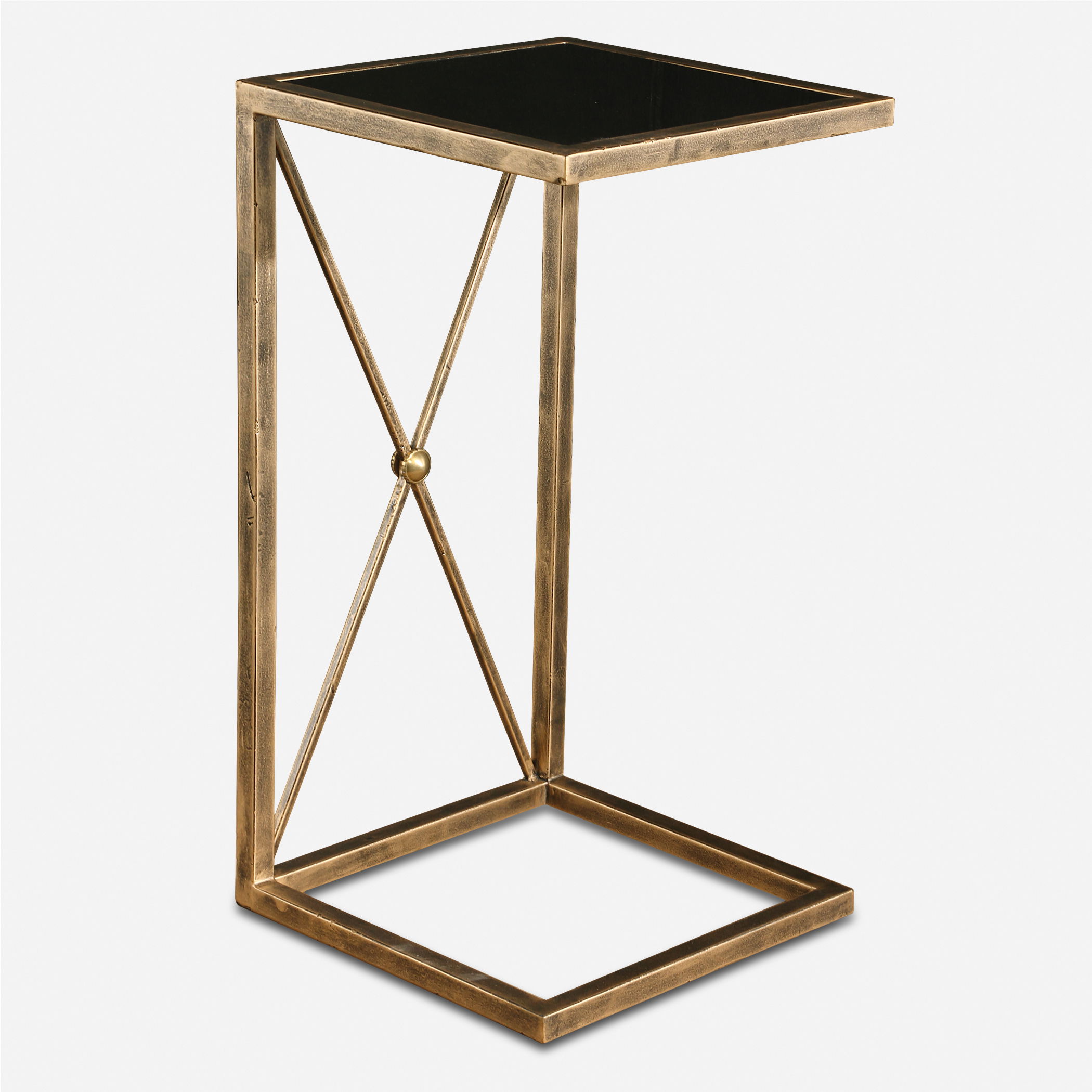 Zafina Gold Accent Table, Furniture by Uttermost, 13" width x 25" height x 13" depth View 1