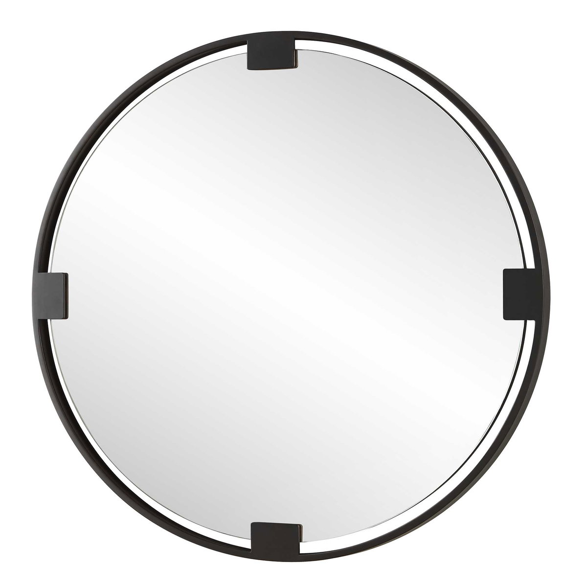 Cornelia Black Round Mirror, by Uttermost, 3'6.5" width x 3'6.5" height x 1.25" depth View 5