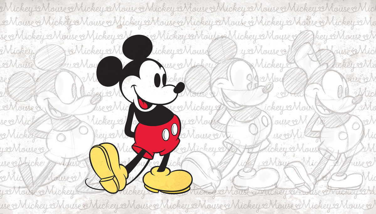 Mickey Mouse - Classic Mickey XL Chair Rail Wall Mural, Wallpaper by York Wall, 1'6" length x 1'6" width x 0.02" depth