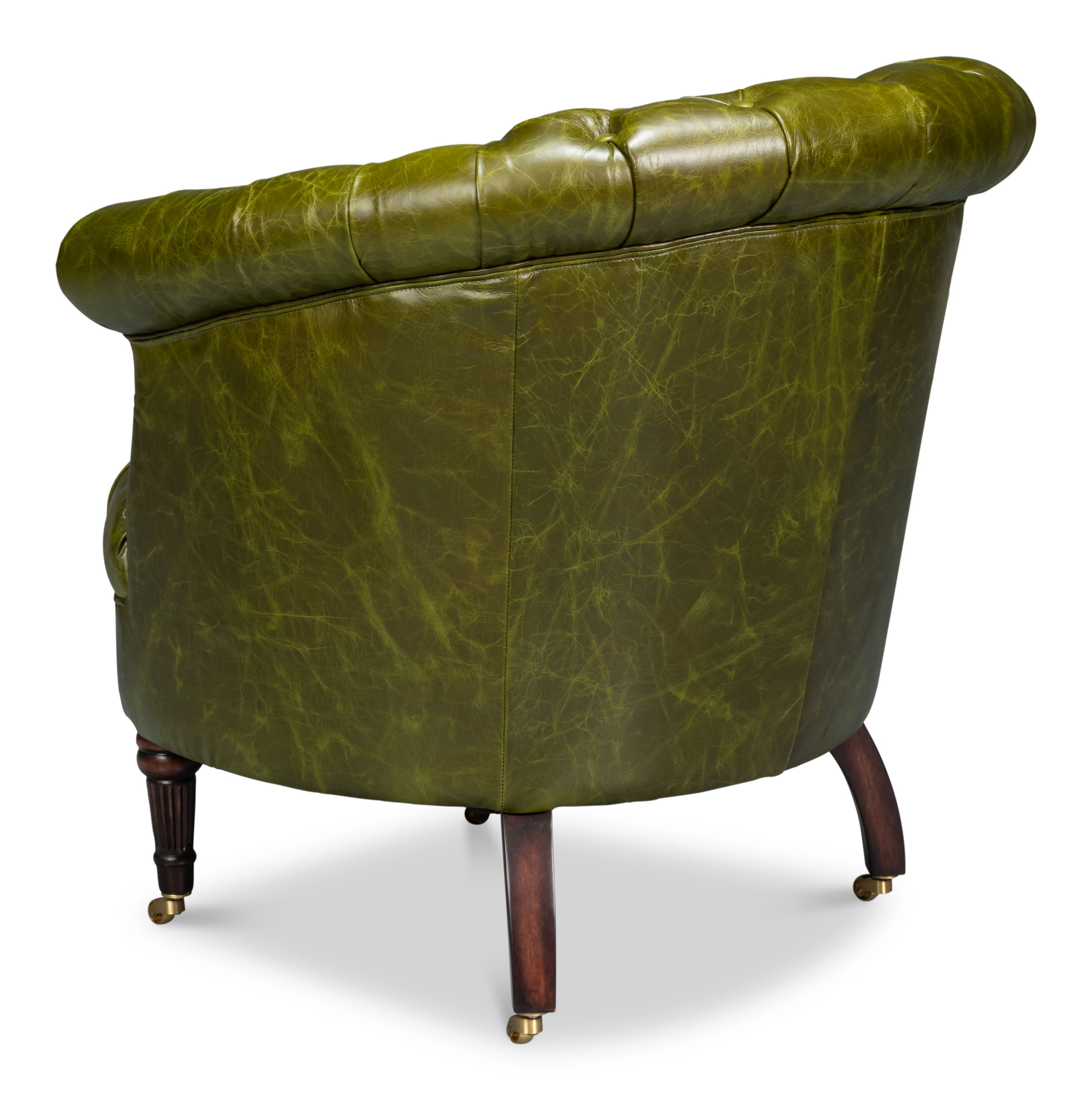 Bastian Armchair, Britain Green Leather, Seating by Sarreid, 33" length x 33" width x 31" height View 11