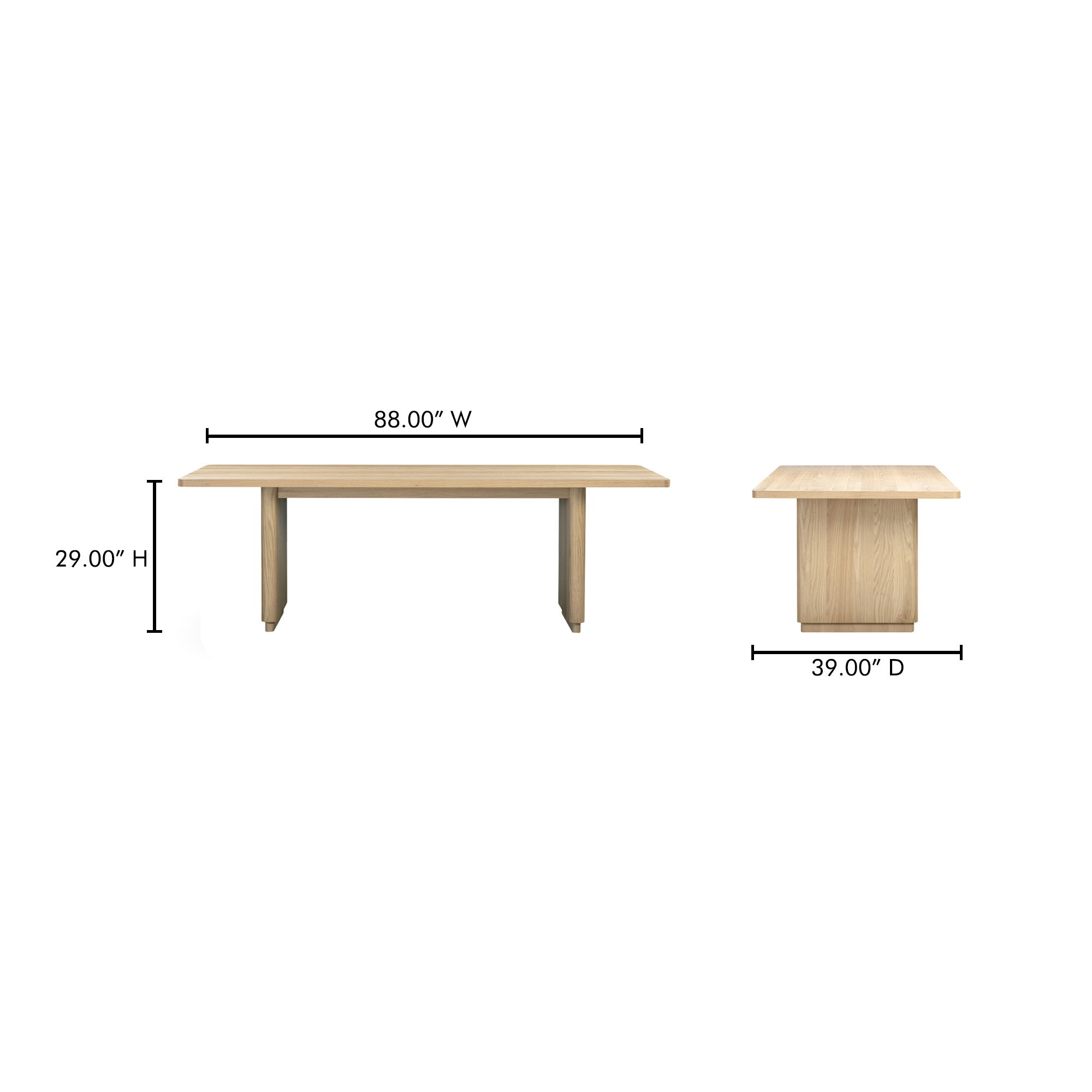 Round Off Small Dining Table Nastural Oak, by Moe's Home, 88" width x 29" height x 39" depth View 8