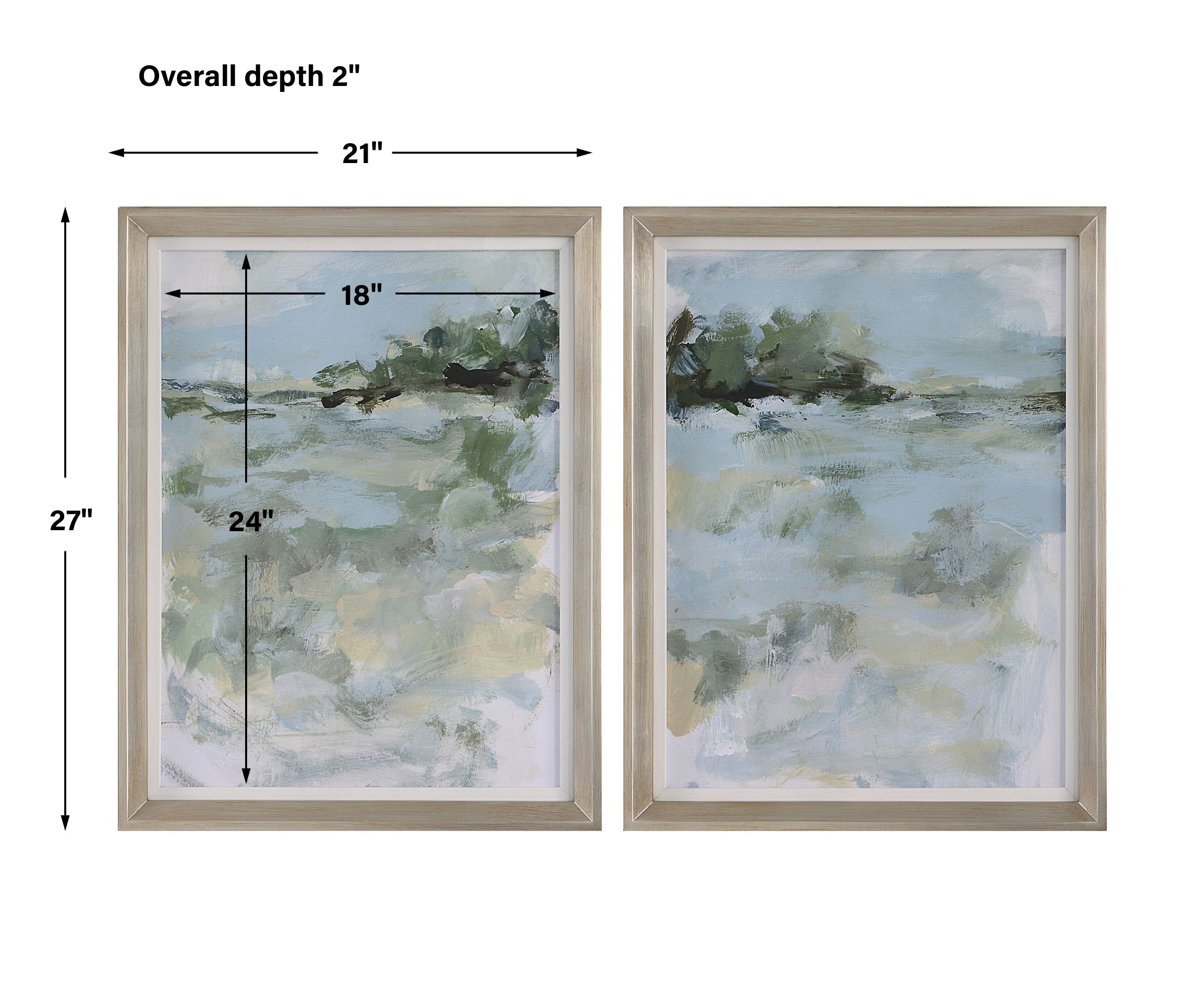 Far Away View Framed Prints Set/2, Painting by Uttermost, 21" width x 27" height x 2" depth View 3