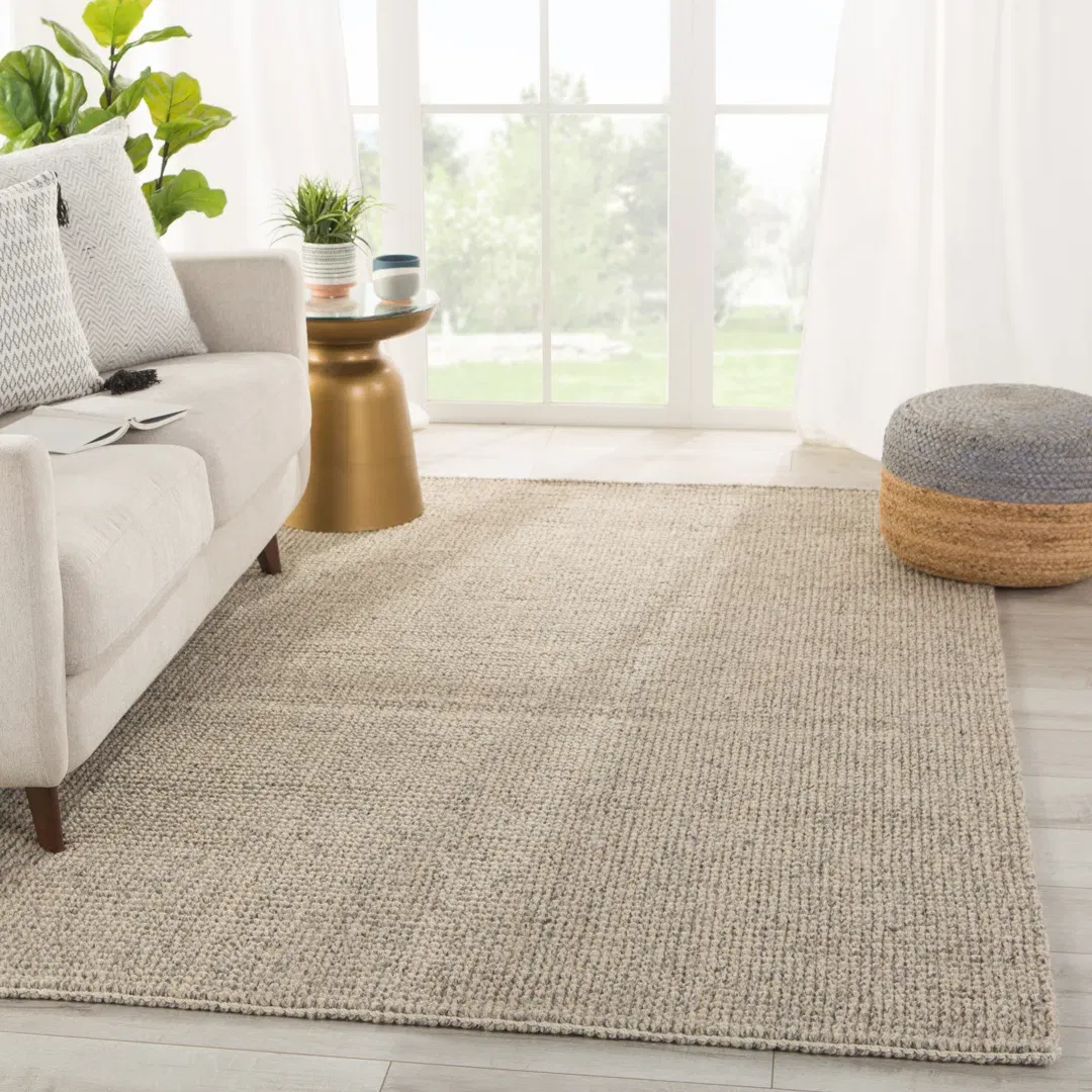 Chael Natural Solid Gray/ Beige Area Rug large image 