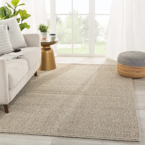 Chael Natural Solid Gray/ Beige Area Rug