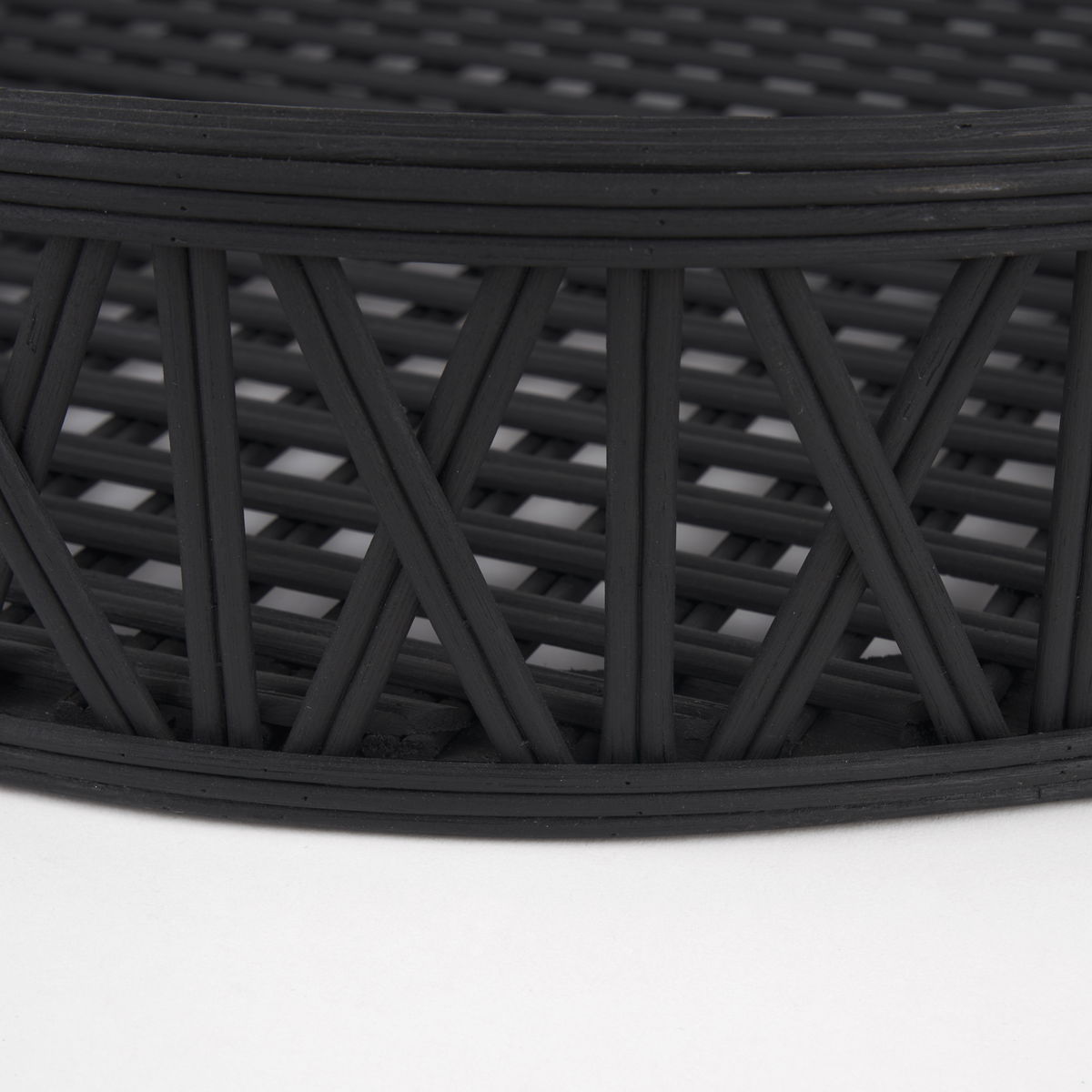 Thea Matte Black Wicker Trays (Set of 2), Decorative Tray by Mercana, 20.47" length x 20.47" width x 3.94" height View 9