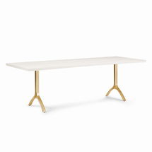 Online Designer Dining Room Avery 74" Wishbone Dining Table, Winter Wood, Antique Brass