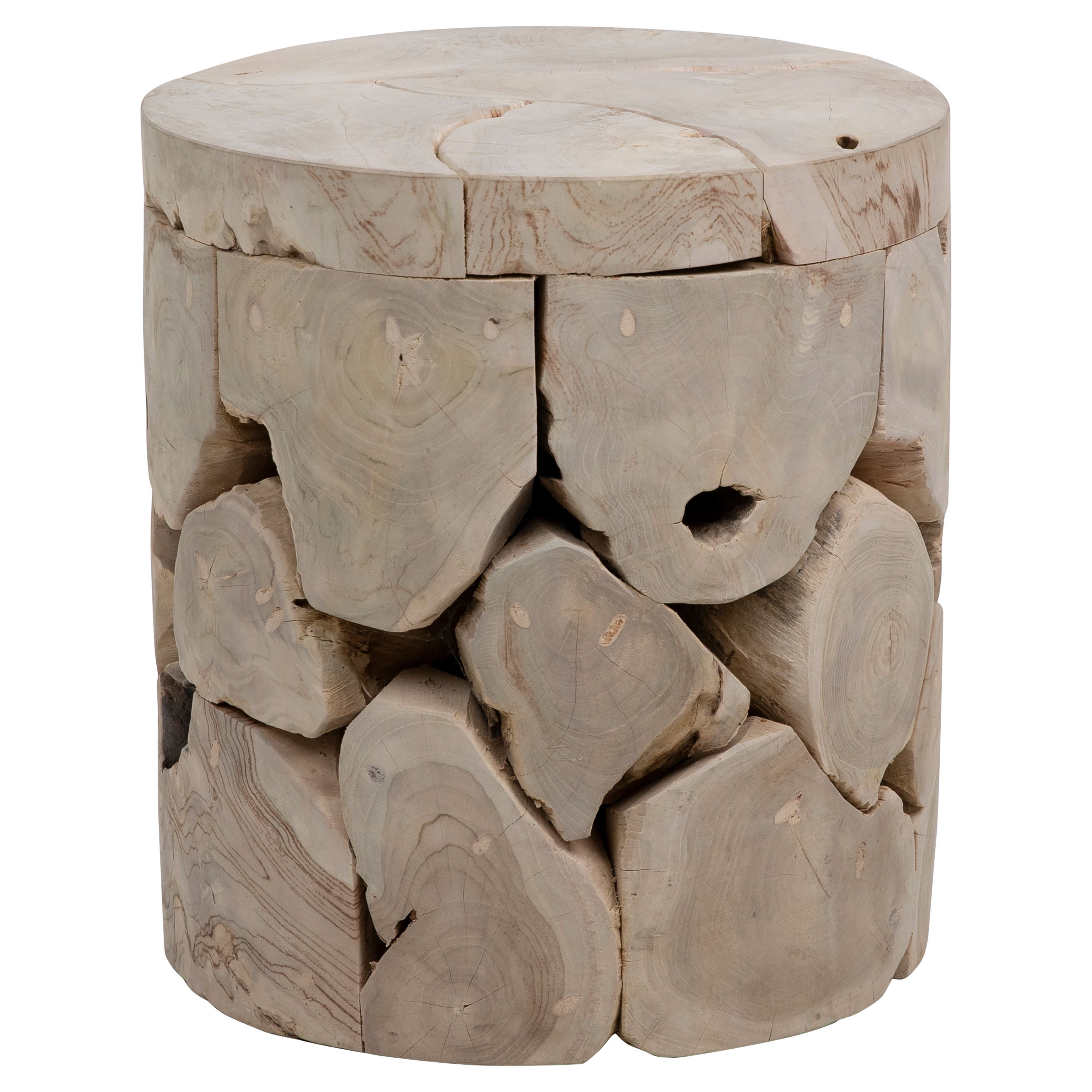 Briar Round Side Table Bleached, Side & End Table by Dovetail, 17" width x 19.56" height x 17" depth View 1