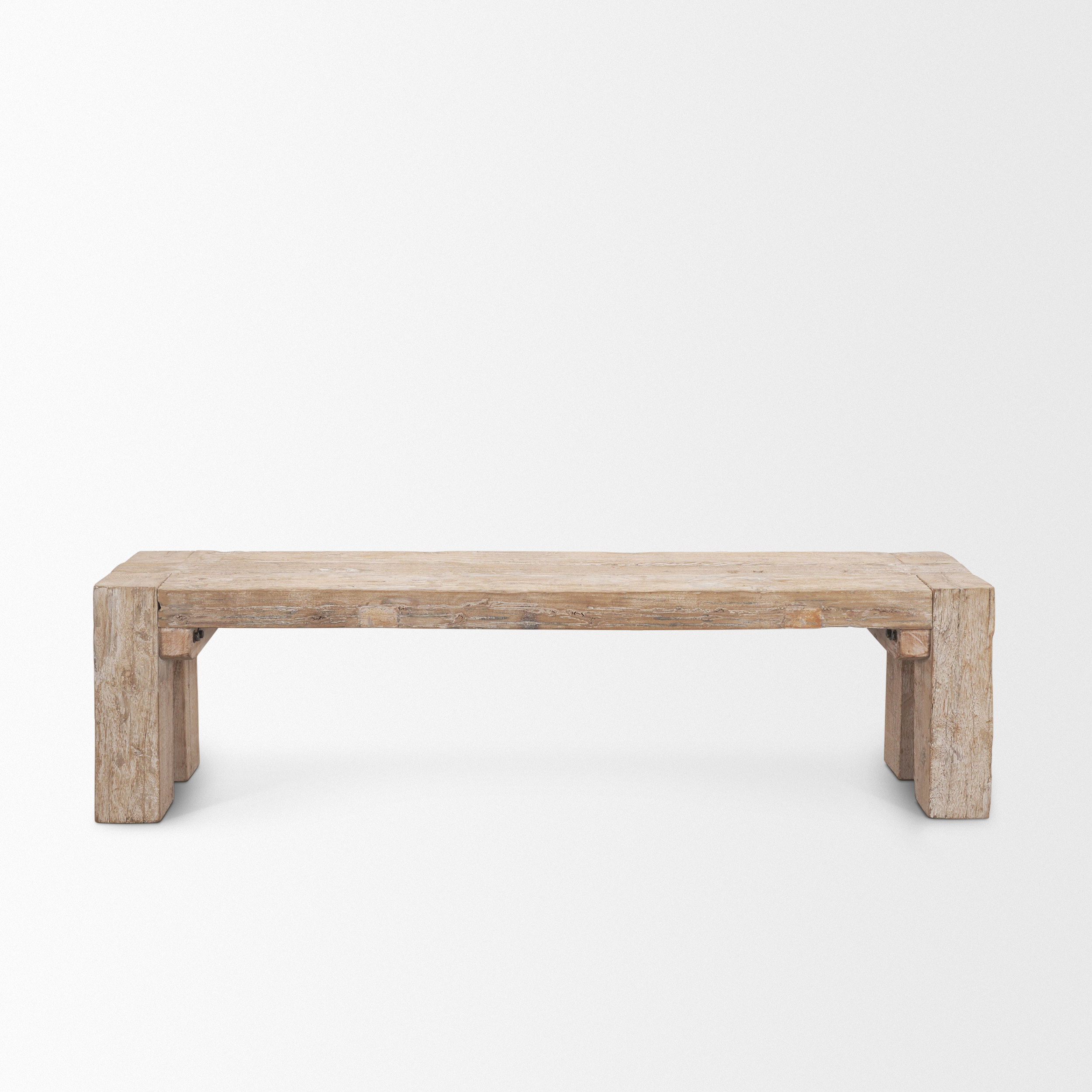 McArthur Whitewash Reclaimed Wood Bench, Benche by Mercana, 70" length x 14" width x 18" height View 5